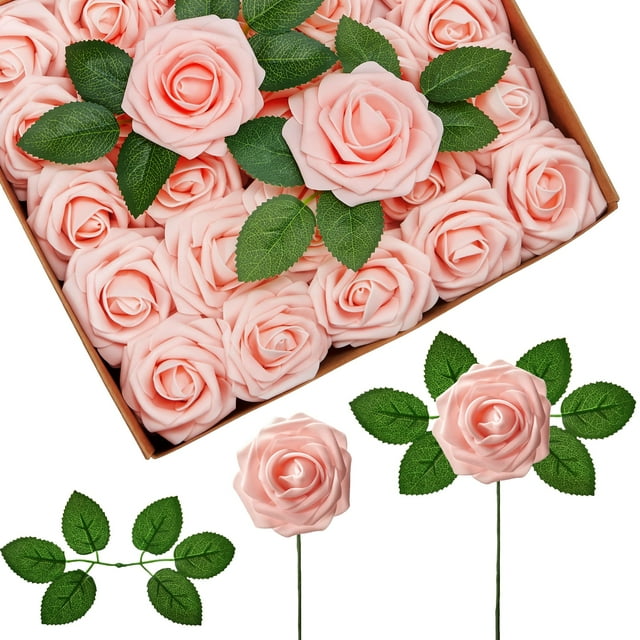 InnoGear 50 Piezas de Rosas Artificiales de Espuma con Tallo