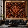 thumbnail image 6 of Symmetrical Floral Mandala on Dark Brown Background, Mystical Boho for Meditative Decor Enthusiasts, Ornate Wall Art, Housewarming Gift, Tapestry Wall Hanging for Bedroom and Living Room, 6 of 7