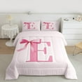thumbnail image 3 of Manfei Bow Bowknot Ribbon Bedding Comforter Set,Fairy Tale Theme Twin Comforter Sets,First Letter E Bedding Set For Girls,Super Cozy Room Decor Reversible,2pcs, 3 of 9