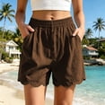 thumbnail image 6 of Women's Soft Cotton Elastic Waistband Shorts with Pockets, Pull On Casual Summer Bottoms with Relaxed Fit, Comfortable Everyday Shorts with Tummy Control for Active Walking,, 6 of 7