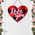 thumbnail image 6 of Holloyiver Valentine's Day Door Sign, Red and Black Buffalo Plaid Hanging Sign Farmhouse Heart Door Decorations, Valentines Day Door Hanger Decor Heart Shape Red Wall Plaque, 6 of 9