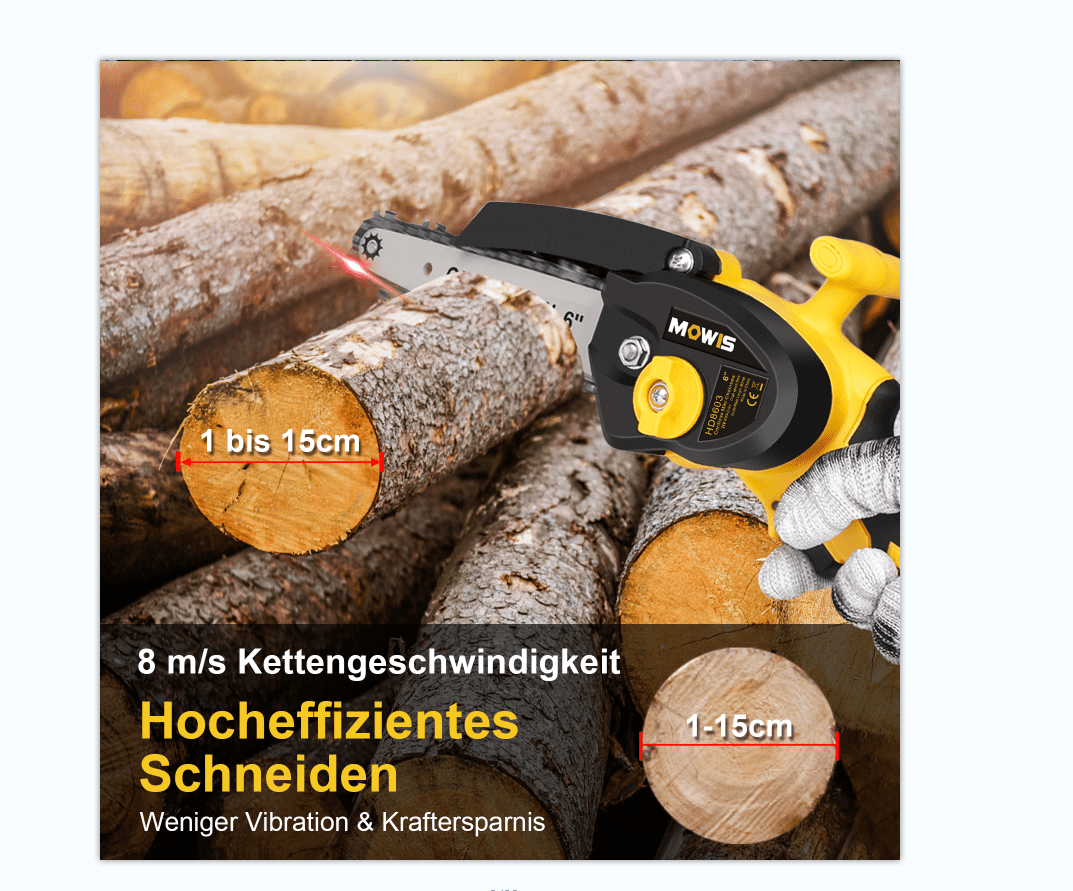 Mini Chainsaw 6 Inch, Mowis Portable Cordless Power Chain Saws, 21V Battery Powered, for Wood Cutting Tree Trimming