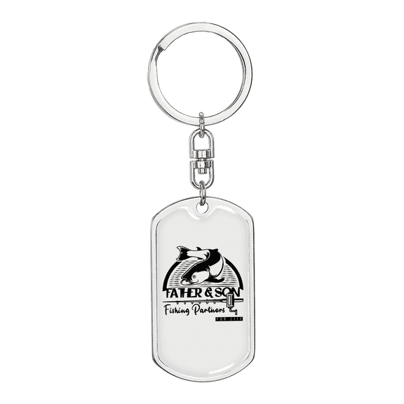 Fishing Partners For Life Stainless Steel or 18k Gold Premium Swivel Dog Tag Keychain