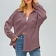 thumbnail image 2 of Camisa con bolsillos de color liso para mujer: top de punto holgado de manga larga, poliéster, versátil para primavera/otoño, tallas US 4-12, EU 34-42, 2 of 8