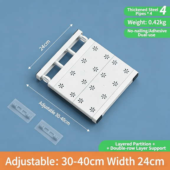 Vruelia 2 Pcs School Locker Shelf Organizer - Adjustable Locker Divider Mate Easy to Install for Extending Locker Use Space