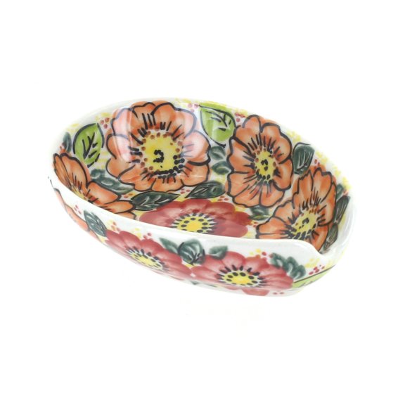 Blue Rose Polish Pottery Marigold Small Spoon Rest