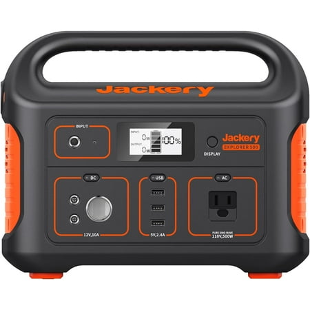 Jackery Portable Power Station Explorer 500, 518Wh Outdoor Solar Generator Mobile Lithium Battery Pack with 110V/500W AC Outlet for Home Use, Emergency Backup,Road Trip Camping