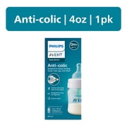 Philips Avent Anti-colic Baby Bottle with AirFree Vent, 4oz, with Flow 1 Nipples, 0M+, 1pk, Clear, SCY701/91