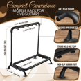 thumbnail image 4 of Flexzion 5 Guitar Stand Rack - Metal Construction Multi Guitar Rack & Guitar Organizer, Foldable 5 Guitar Holder Stand w, 4 of 9