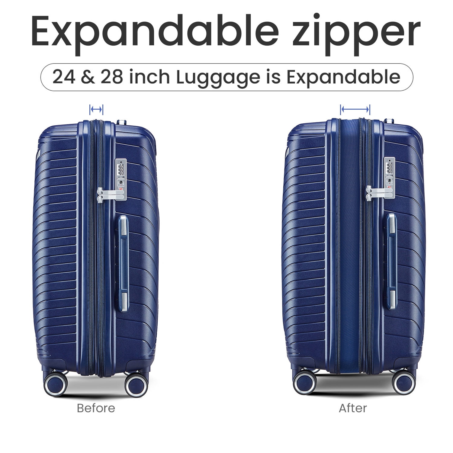 4 Piece Expandable Hardshell Travel Luggage Sets 4 Double 360 Degrees Wheel Suitcase Wheels TSA Lock Suit Case, Lightweight & Durable wheels Upright Suitcase, 14/20/24/28 Inch