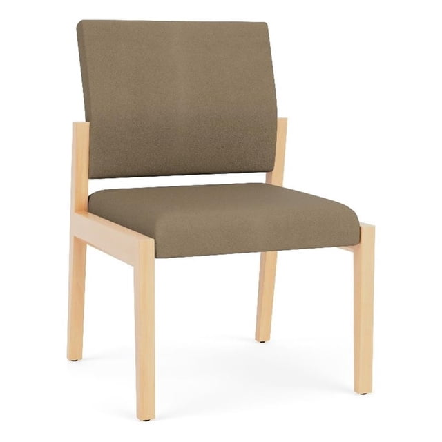 Pemberly Row Waiting Reception Armless Guest Chair Wood Frame in Brown