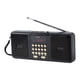 thumbnail image 2 of Radio portátil con conector para auriculares, resistente, compatible con tarjeta TF y USB, recargable con Negro, 2 of 8
