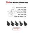thumbnail image 6 of ATruck Office Chair Wheels, Smooth Silent Casters for Hardwood & Carpet, PU Polymer, Set of 5 (Black, 3 Inches), 6 of 6
