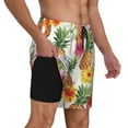 thumbnail image 2 of Sigee Hawaiian Pineappl Print Mens Swim Trunks with Compression Liner Quick Dry Swim Stretch Beach Shorts with Pockets,S-3XL, 2 of 7