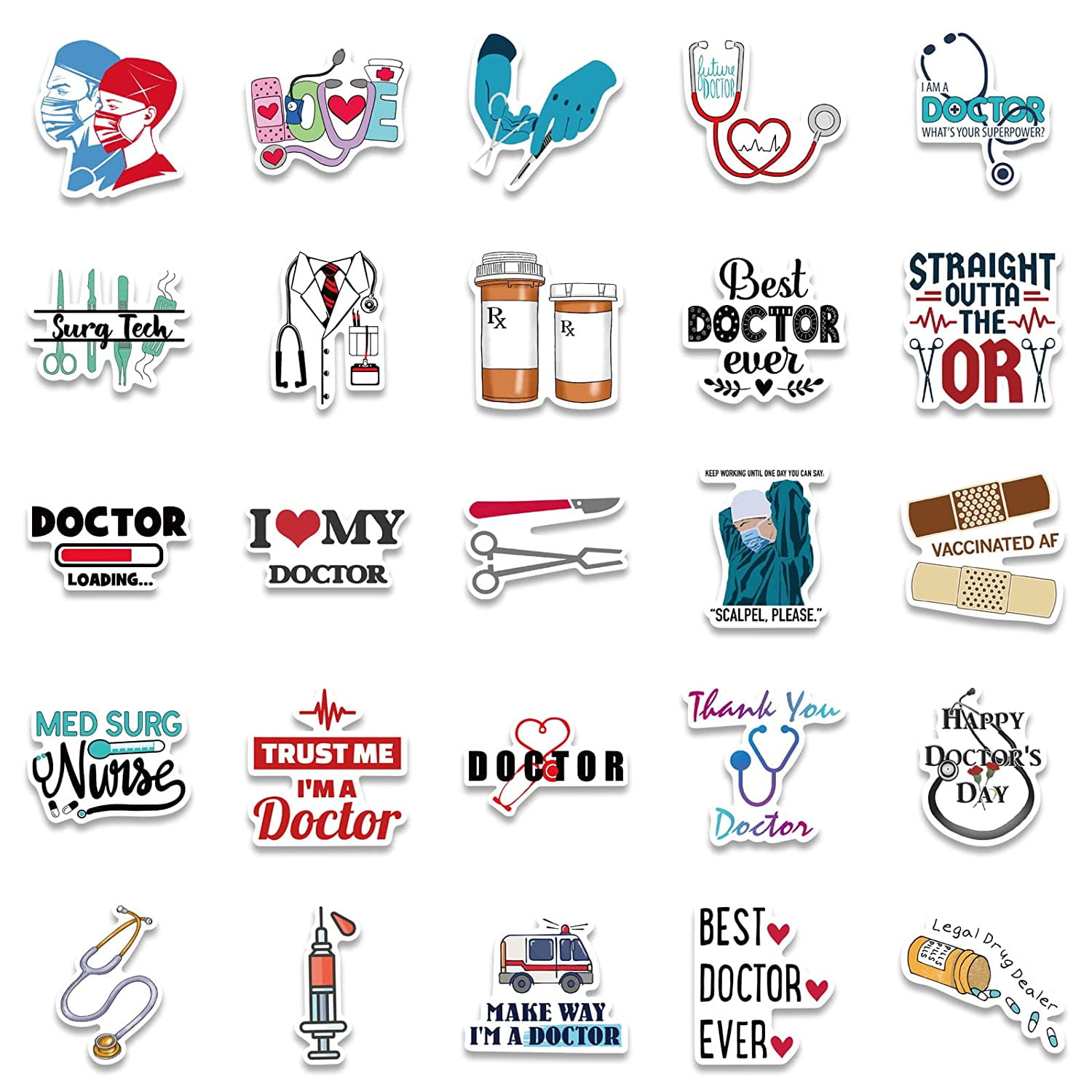 10/50PCS Medical Science Nurse Stickers Waterproof Vinyl Sticker