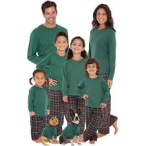 Family Christmas Pajamas Matching Sets, Top + Plaid Pants Sleepwear, Holiday PJs for Women/Men/Kids/Couples