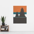 thumbnail image 2 of Tree Silhouette Pine Teal Mango Orange Nature Extra Large XL Wall Art Poster Print, 2 of 3