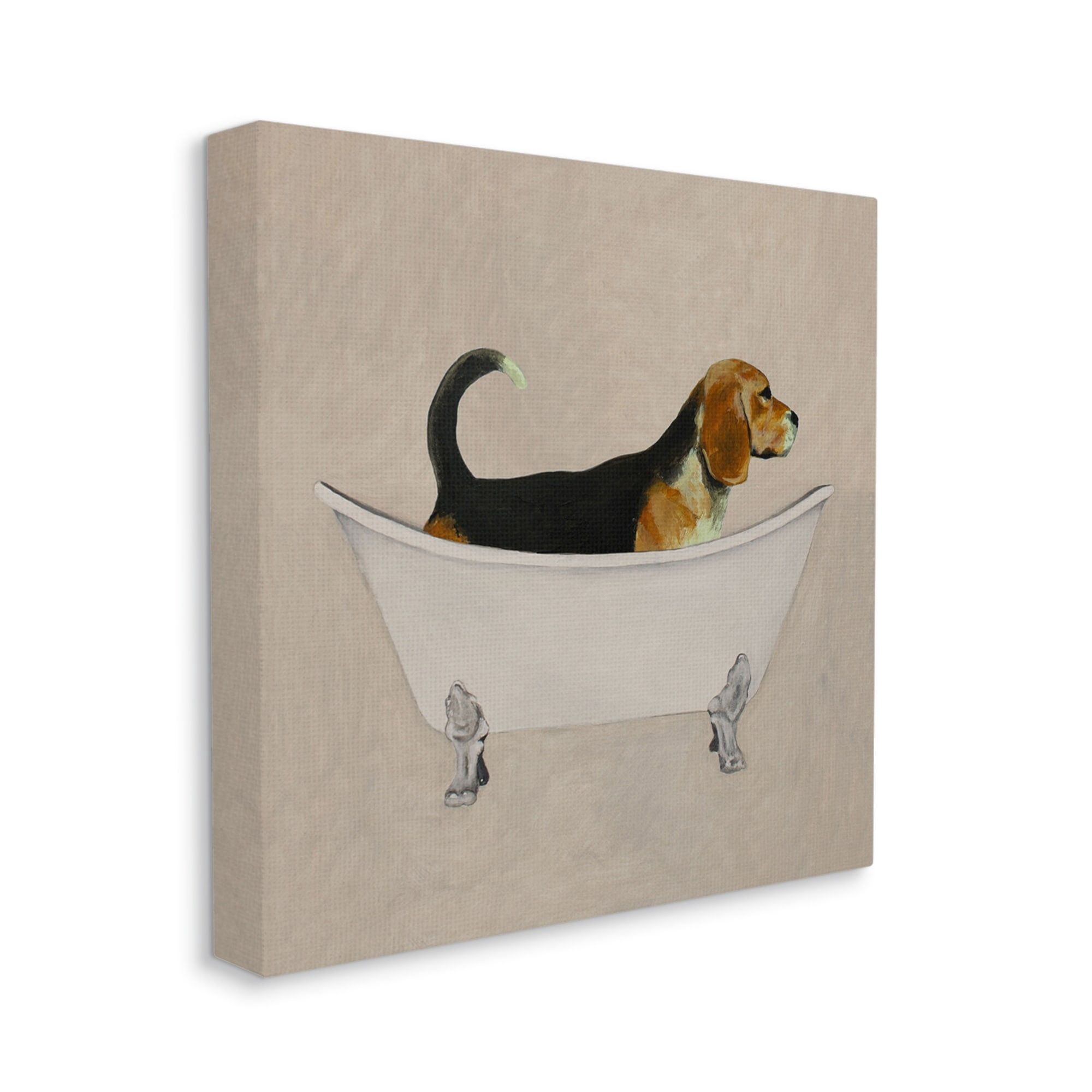 Stupell Industries Beagle In Tub Bathroom Pet Animals & Insects Painting Gallery Wrapped Canvas Print Wall Art