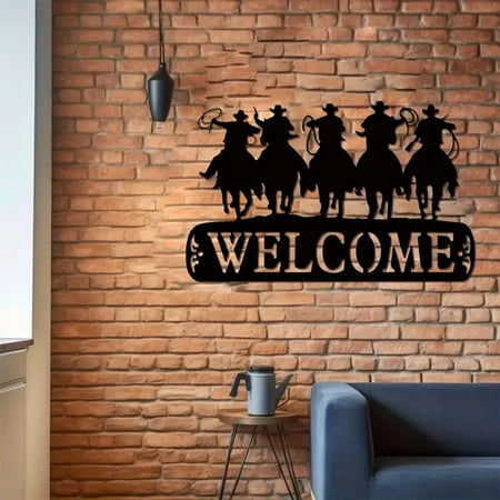 

Christmas Deal Welcome Horse And Cowboy Riding Cowboy Metal Logo Horse Metal Logo Art Western Decorative Initial Letter