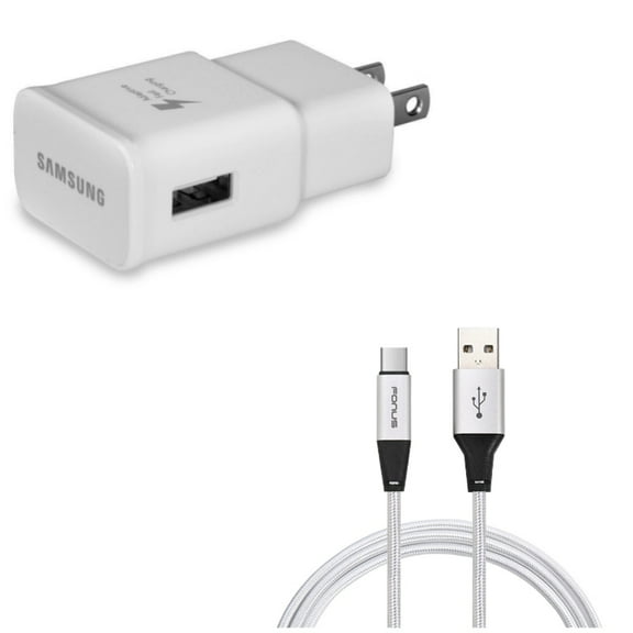 6ft USB Cable + OEM Home Charger for Samsung Galaxy Z Fold4/Fold 3 5G/Flip4 Phones - Type-C Charger Cord Power Wire and Adaptive Fast USB Power Adapter Combo