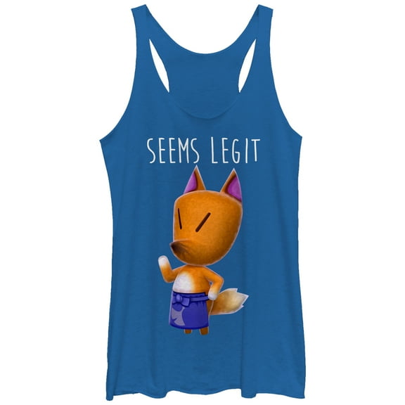 Women's Nintendo Animal Crossingd the Fox Seems Legit  Racerback Tank Top Royal Blue Heather Small