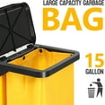 thumbnail image 3 of TUFFIOM Janitorial Cart with Key-Locking Cabinet, 3-Shelf Commercial Cleaning Cart, Housekeeping Caddy with Locker,Wheeled with Yellow Vinyl Bag, Black, Great for Hotel, Stores, Schools, and Business, 3 of 9