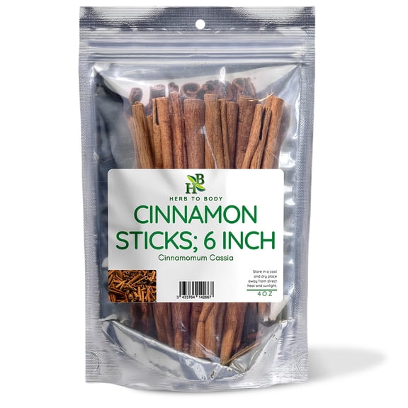 Herb To Body Cinnamon Sticks | 6 Inches | Cinnamomum Cassia | Wildcrafted | 4oz