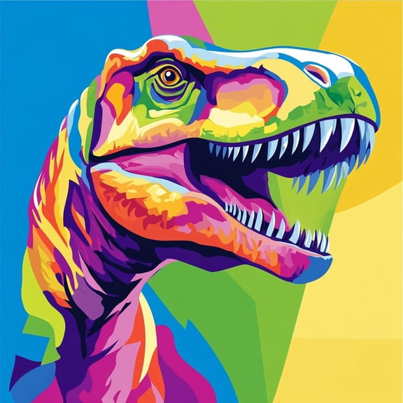 Colored Dinosaur DIY 5D Diamond Art Painting by Number Kits for Adults Paint with Full Drill Round Diamond Gems Painting Art Craft for Home Wall Decoration 13.8x13.8in