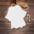 thumbnail image 5 of ClodeEU Women's Faux Linen V Neck Ruffle 3/4 Sleeve Blouse,Casual Loose Fit Solid Color Top White,Women's Plus L, 5 of 8