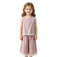 thumbnail image 2 of Angala Outfit for Toddler Girls Bowknot Ruffled Lace Vest Shorts Daily Wear Girl Summer Set, 2 of 5