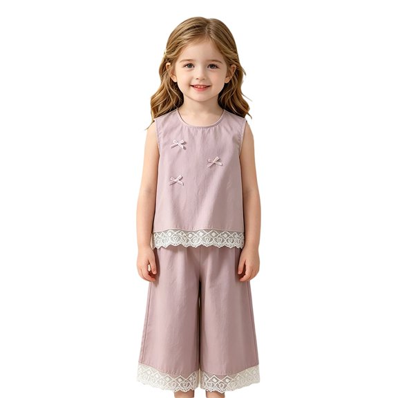 CUSTG Kids Sets Vest Two Piece Casual Short Sleeve Top With Elastic Waist Shorts For Toddler Kids Daily Wear Leisure Style Home School Casual Outfit