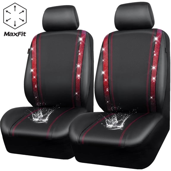 MaxFit Bling car seat covers front pair airbag compatible easy installations red