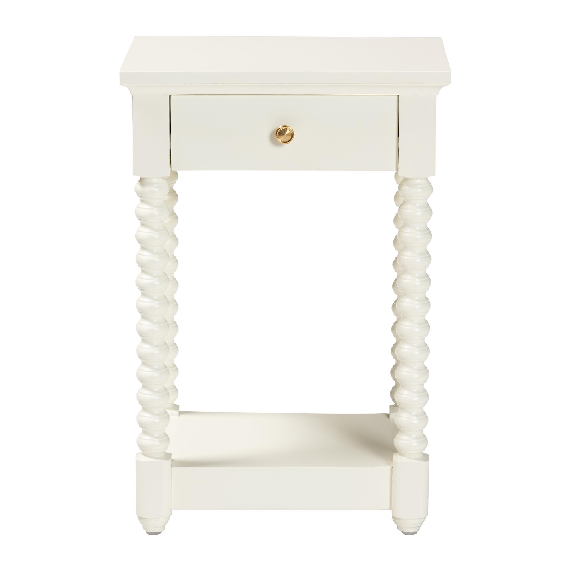 bali & pari Terentia Mid-Century Nightstand, 1-Drawer, White