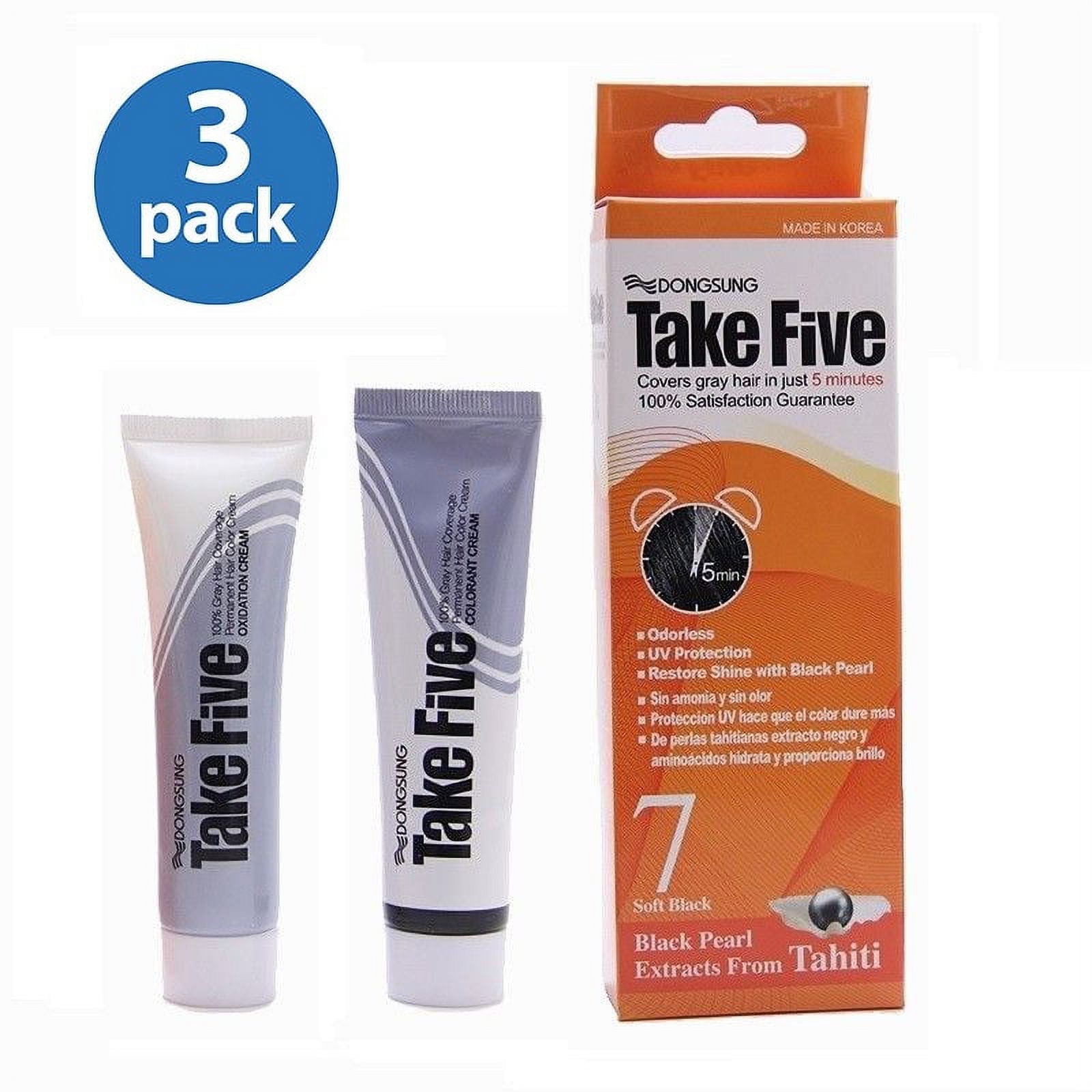Dongsung Take 5 Hair Dye Nr. 4 Natural Brown – 3er Pack, Grauabdeckung In 5 Min., Mit UV-Schutz, Ohne Ammoniakgeruch