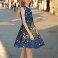 thumbnail image 5 of AUNVITO Girls Summer Sleeveless Dress with Sequins Print Round Neck Fitted Waist Casual Dress, 5 of 6