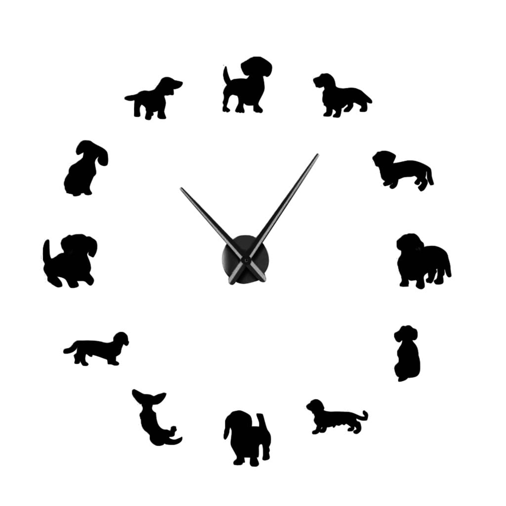Zlekejiko With Effect Wall Puppy Art Giant Clock DIY Dog Frameless