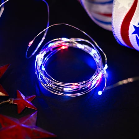 Northlight Patriotic LED Micro Fairy Lights - 17' - Red, White and Blue - Copper Wire - 50ct