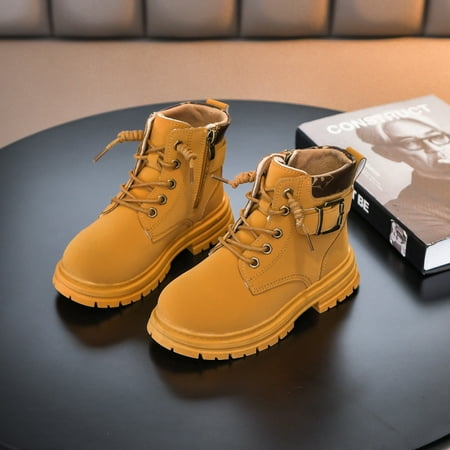 

Boys Boots Leather Soft-soled Anti-slip High Top Shoes For Winter