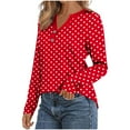 thumbnail image 4 of Olyvenn Long Sleeve Fall Fashion Blouses and Tops for Women Dressy Casual Cute Polka Dot Print V Neck T-Shirts Office Wear Red XXL, 4 of 5