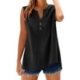 thumbnail image 4 of bnaln Summer Tank Tops for Women Trendy Vest Sleeveless Cotton Linen Shirts Lightweight Casual Button V Neck Blouse Loose Fit Camisole Tops Fashion Tees Basic Cami Shirts with Pocket, 4 of 9