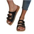 thumbnail image 4 of RUIYANQI Women's Flat Buckle Strap Slides,Open - Toe Summer Sandals with Retro Leather Design,Casual Footwear for Daily Wear Black Women Sandal, 4 of 5