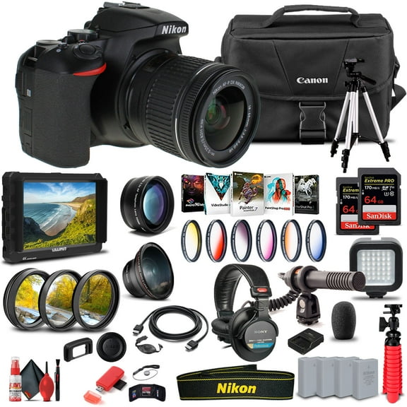 Nikon D5600 DSLR Camera 24.2MP with 18-55mm Lens 4K Video Pro Bundle (International Model)