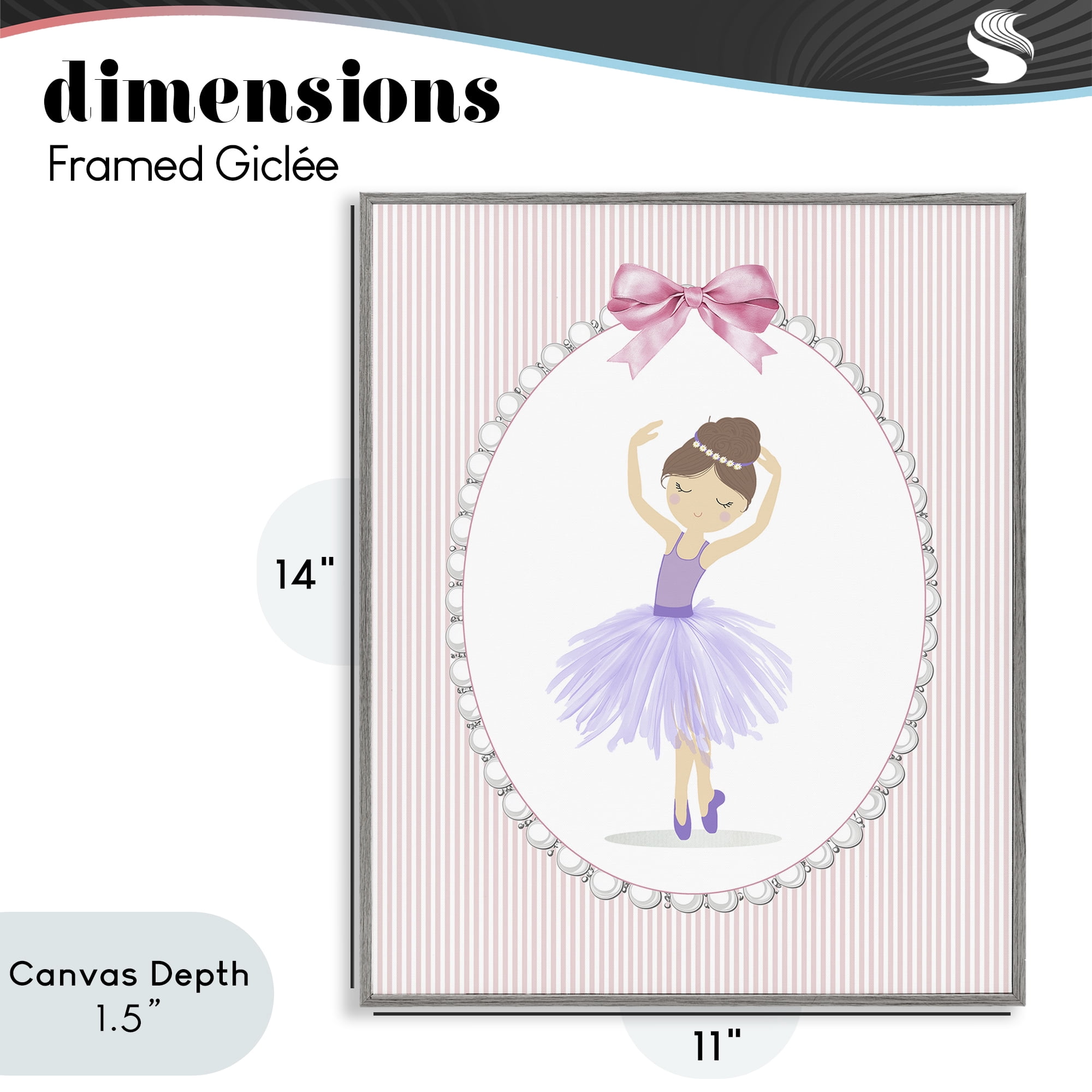 Stupell Industries Graceful Dance on Stripes Gray Framed Giclee Art, design by Christine Simpson Art
