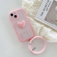 thumbnail image 6 of Pink Heart Phone Case Compatible with iPhone 12 pro, Cute 3D Love Heart Phone Case, Curly Wave Shape Clear Heart Phone Cover with Round Bracelet for Women Girls, 6 of 12