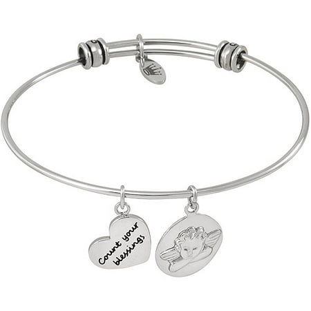 Connections from Hallmark Stainless Steel Cherub Multi-Charm Bangle