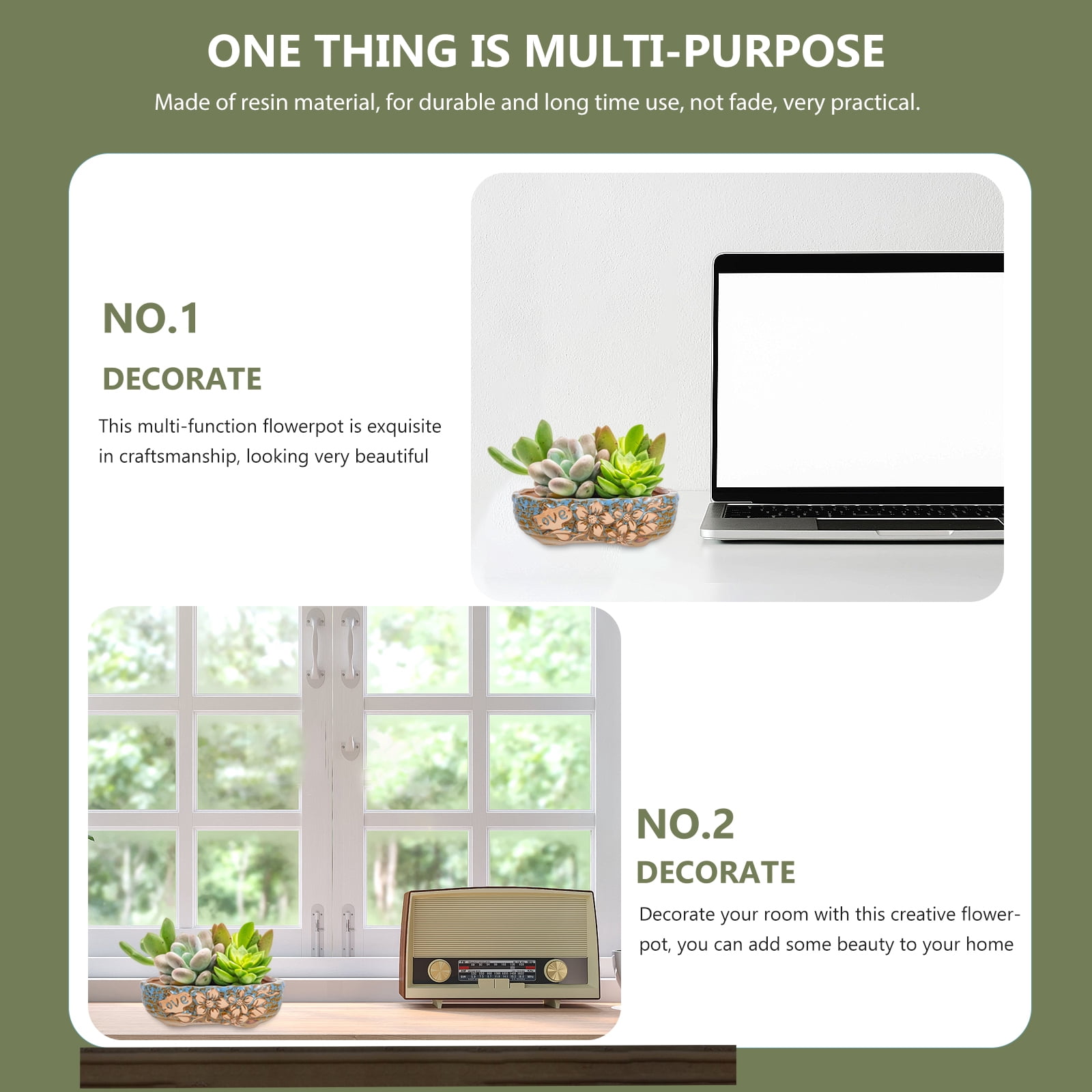 OFFIGAM Large Ceramic Planter Pot for Indoor and Outdoor Plants, Decorative Flower Container for Home, Office, Garden Décor