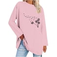 thumbnail image 2 of Jinhomg Womens Dandelion Graphic Sweatshirt Casual Long Sleeve Solid Tees Fall Comfy Crew Neck Going Out Wear Tops Pink L, 2 of 4