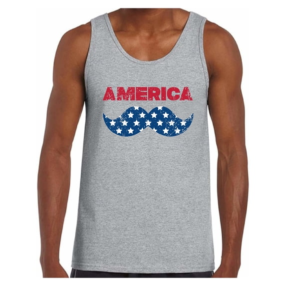 Awkward Styles Men's America Patriotic Mustache Graphic Tank Tops USA Independence Day 4th of July