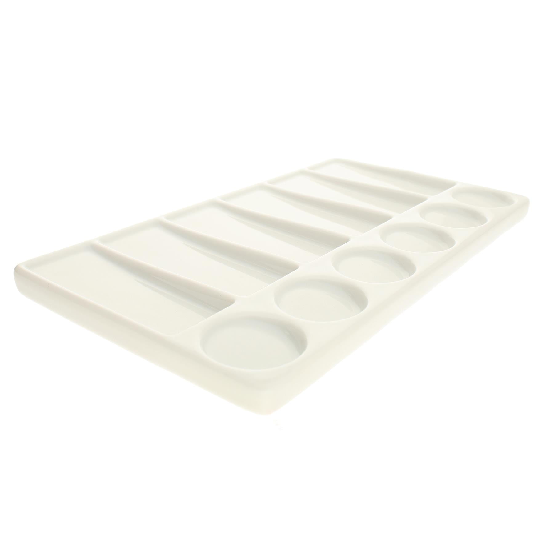 The Beadsmith Ceramic Mixing Palette – Rectangle Design Paint Holder – Arts and Crafts Accessories Organizer – 7.7" x 4.3" x .4” – 12 Compartments, (4 Palettes)