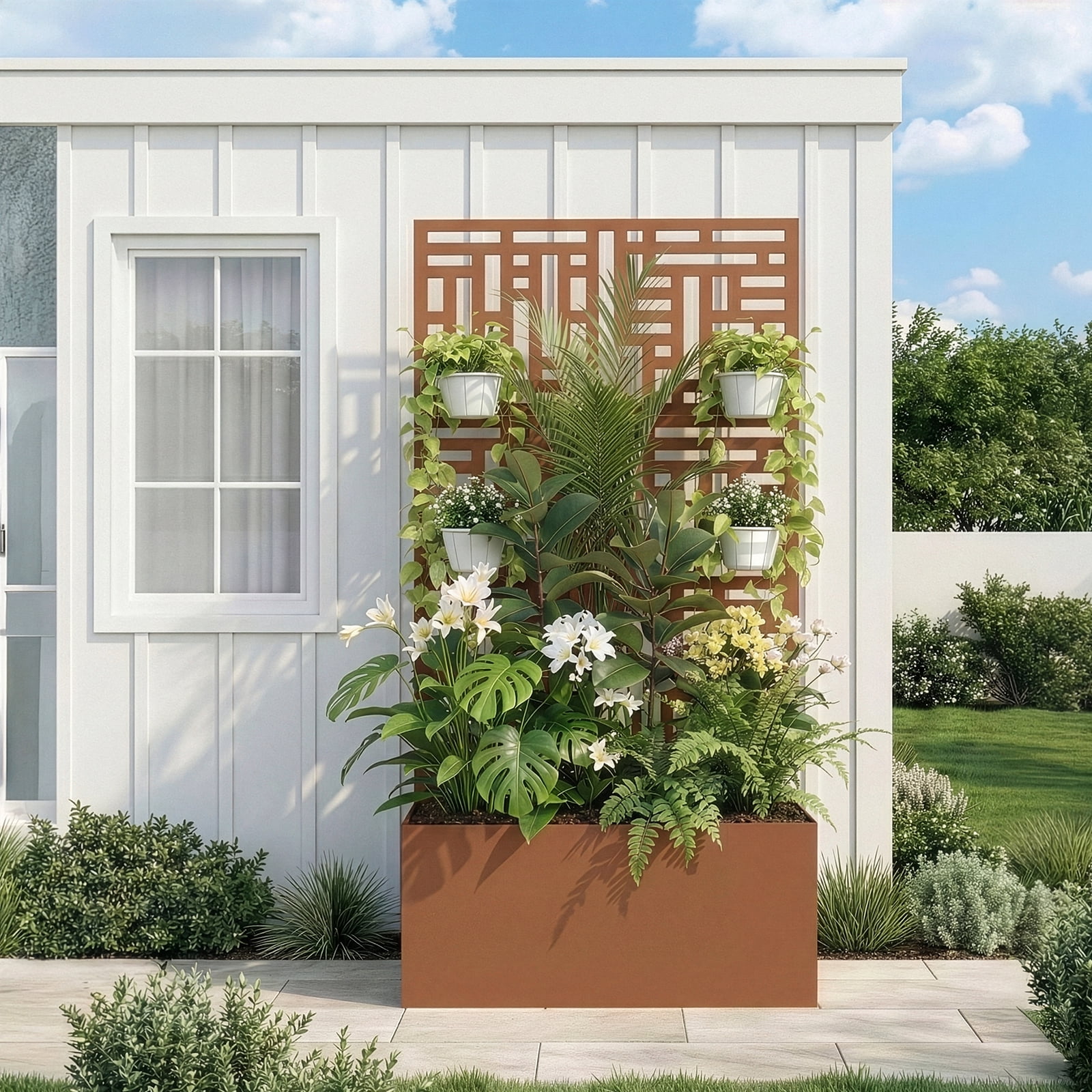 Zimtown 71'' Outside Raised Garden Bed with Drainage Holes, Free-Standing,for Vine Climbing Plants and Flowers, Brown